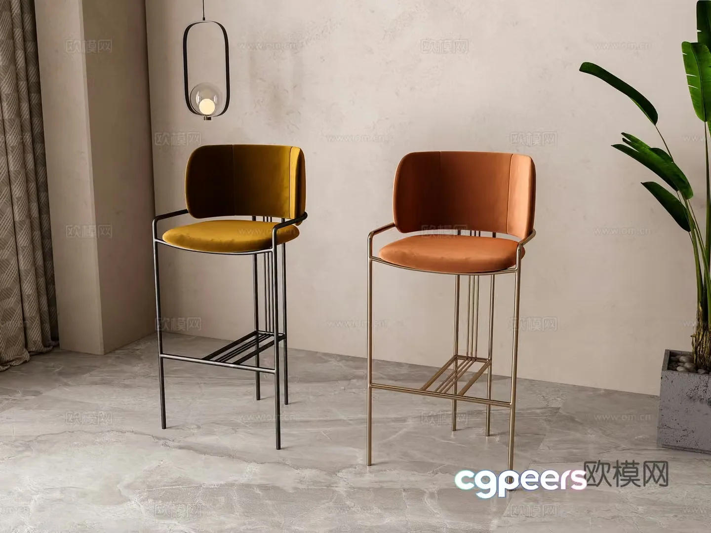 Modern bar chair 3d model