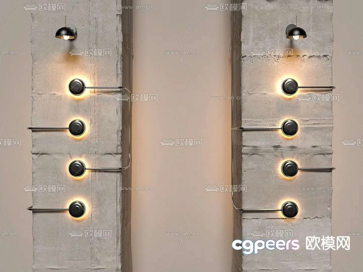Industrial wind wall lamp 3d model