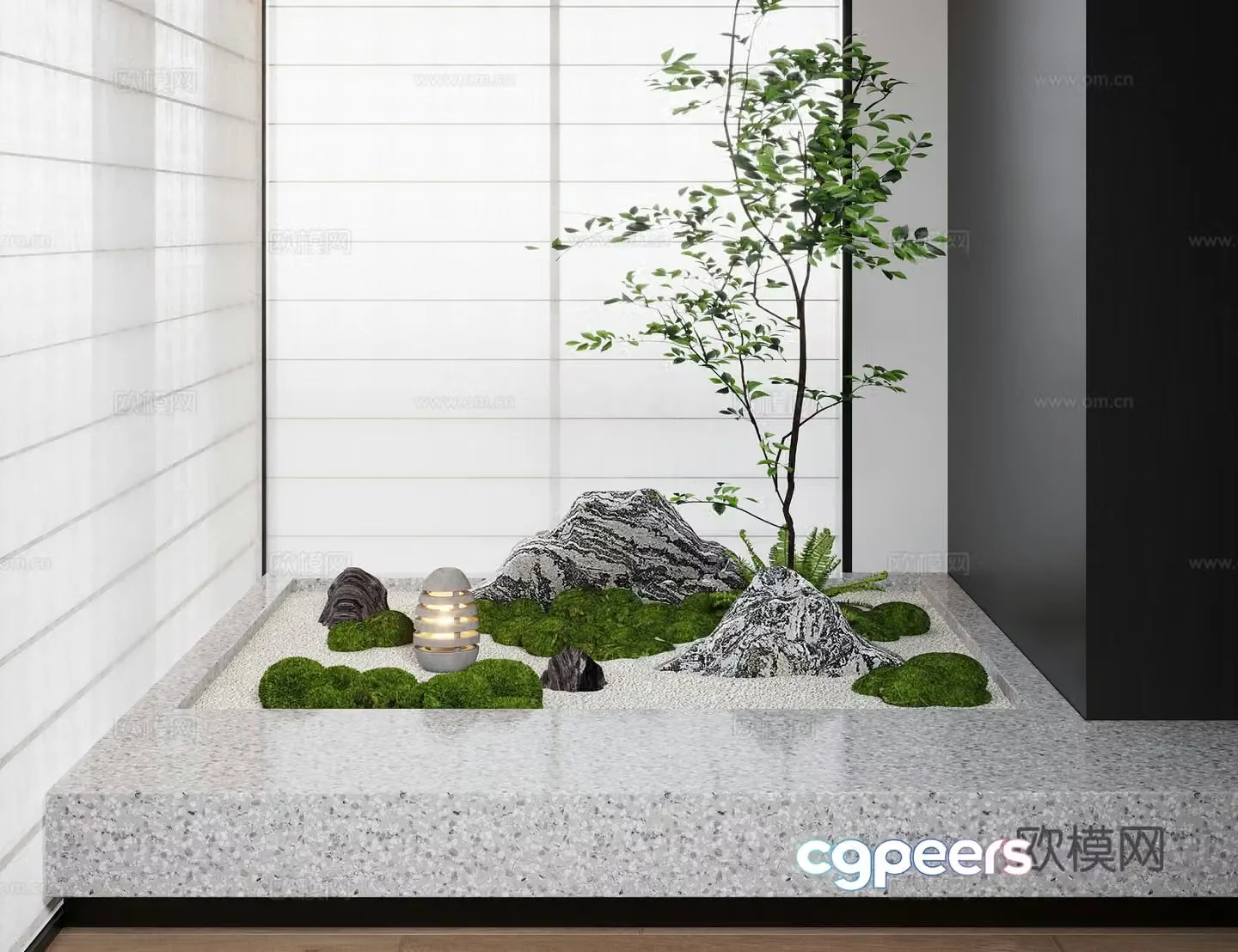 Modern interior landscape landscaping moss landscape landscape sketch landscape stone 3d model