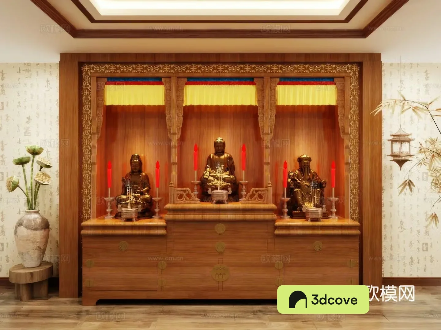 Buddha niche shrine hostel incense stove candle holder