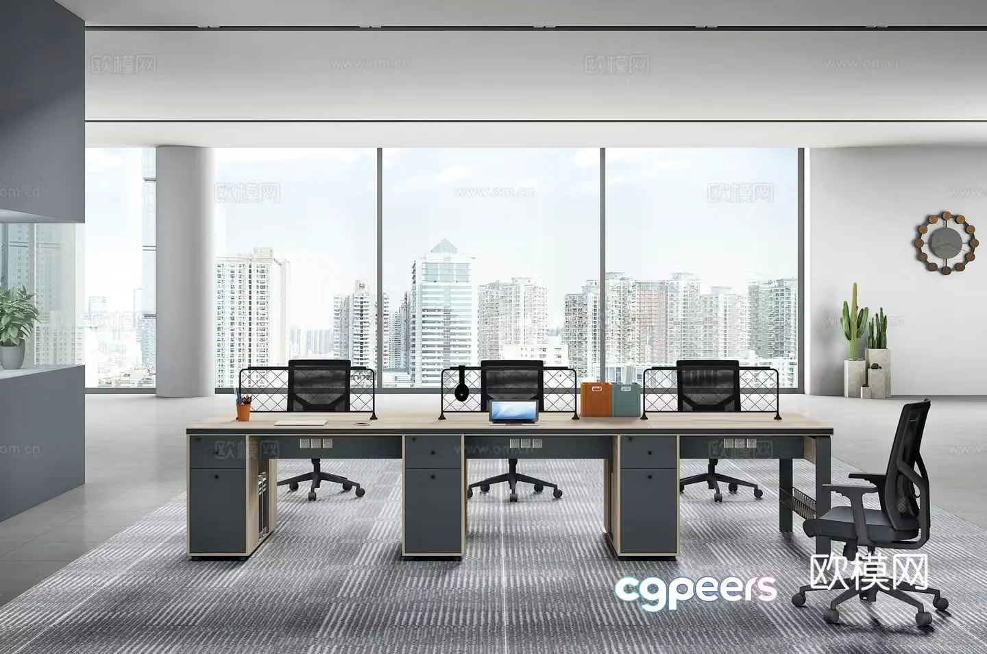 Working equipment office space office office area staff desk and chair 3d model