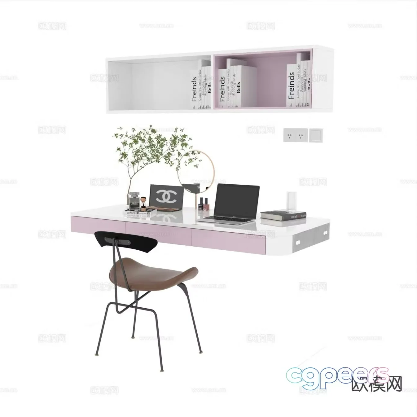 modern desk desk 3d model