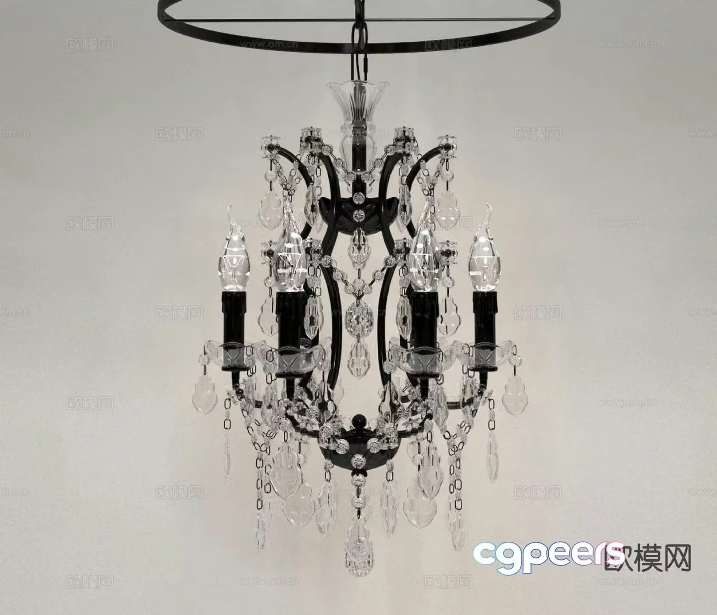 European crystal chandelier 3d model
