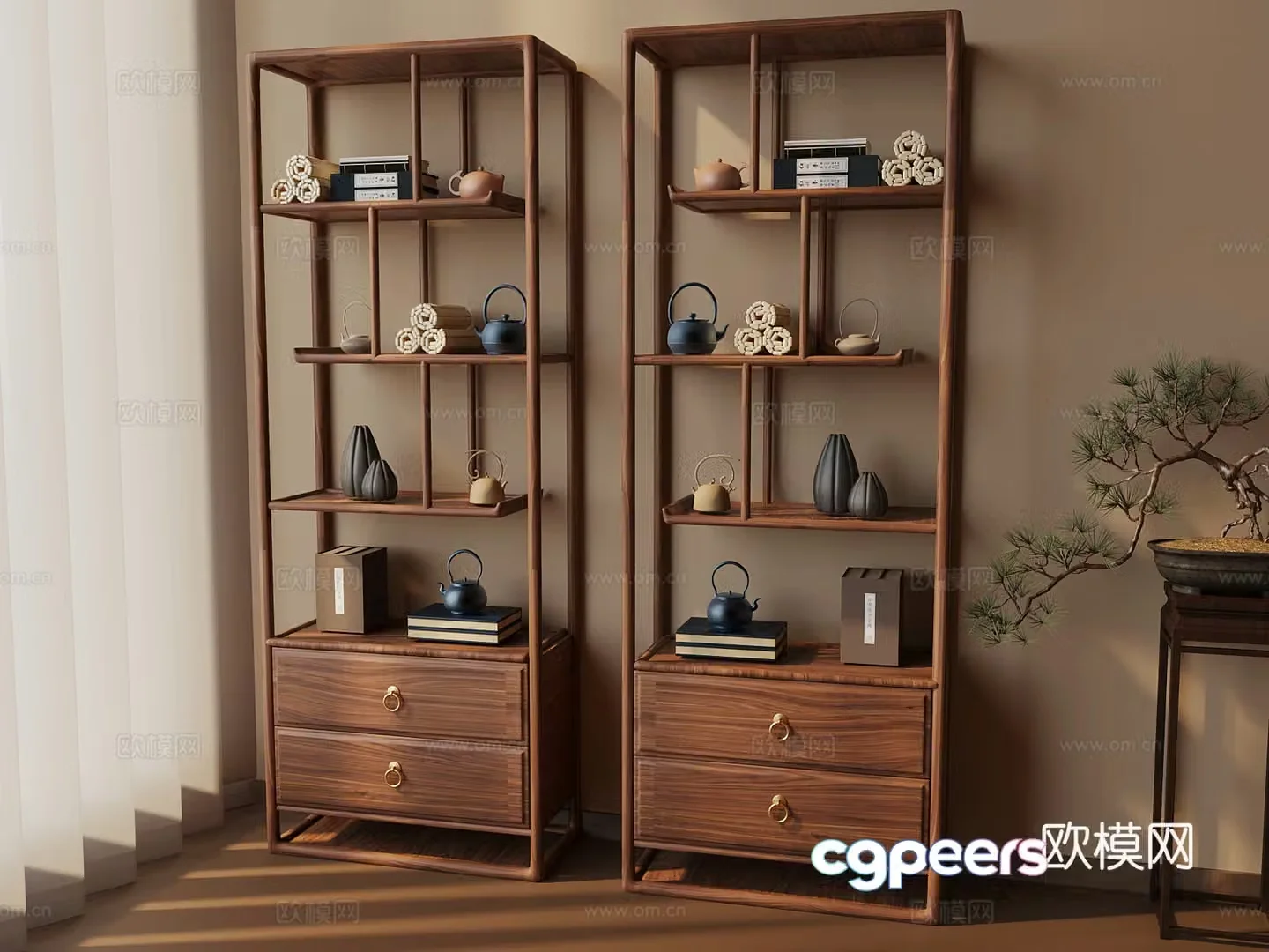 New Chinese style antique shelf storage rack 3D model
