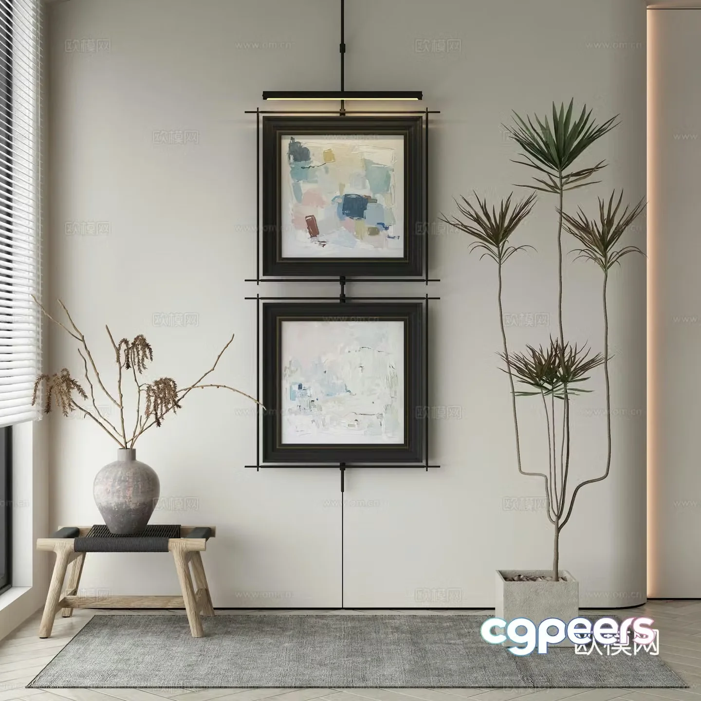 Modern Wasabi abstract painting 3d model