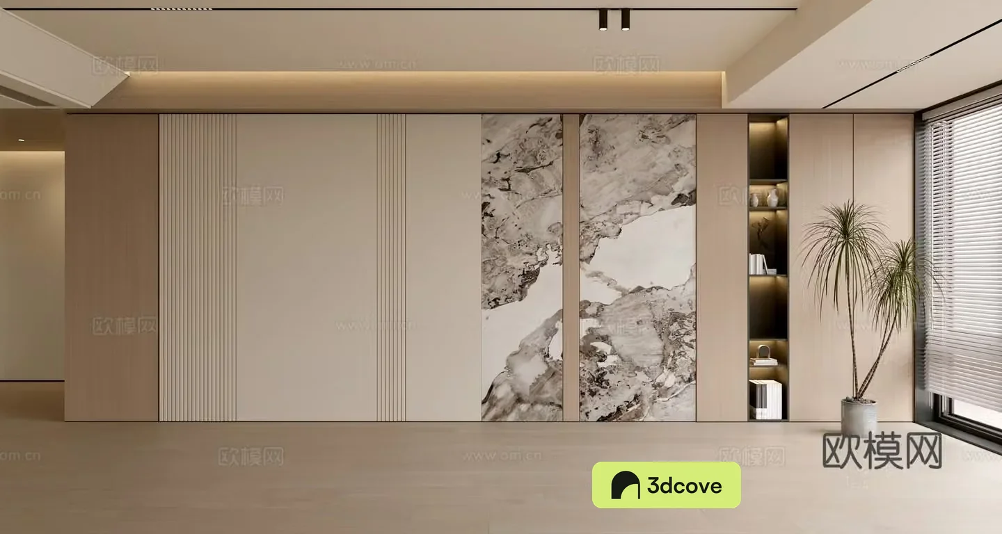 Modern simple sofa background wall modern ornament balcony cabinet living room cabinet wood veneer background wall