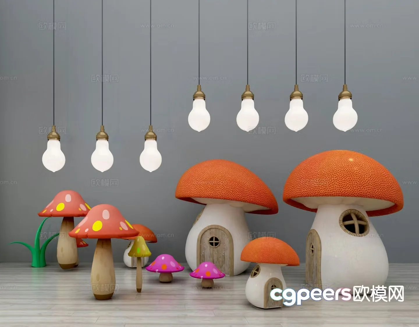Cartoon toys children’s toys mushroom house 3d model