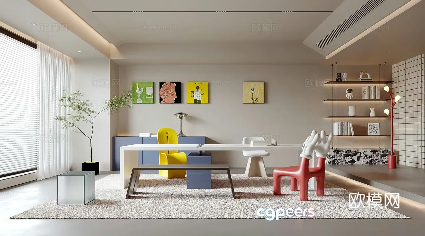 Modern study 3d model