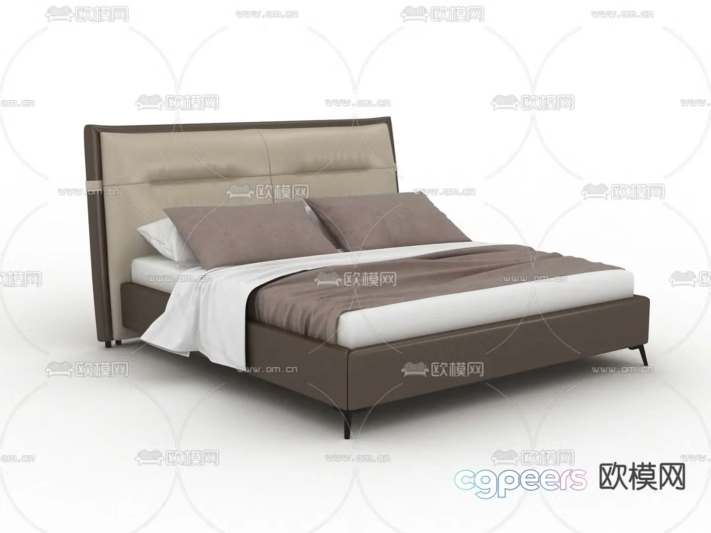 Leather double bed 3d model