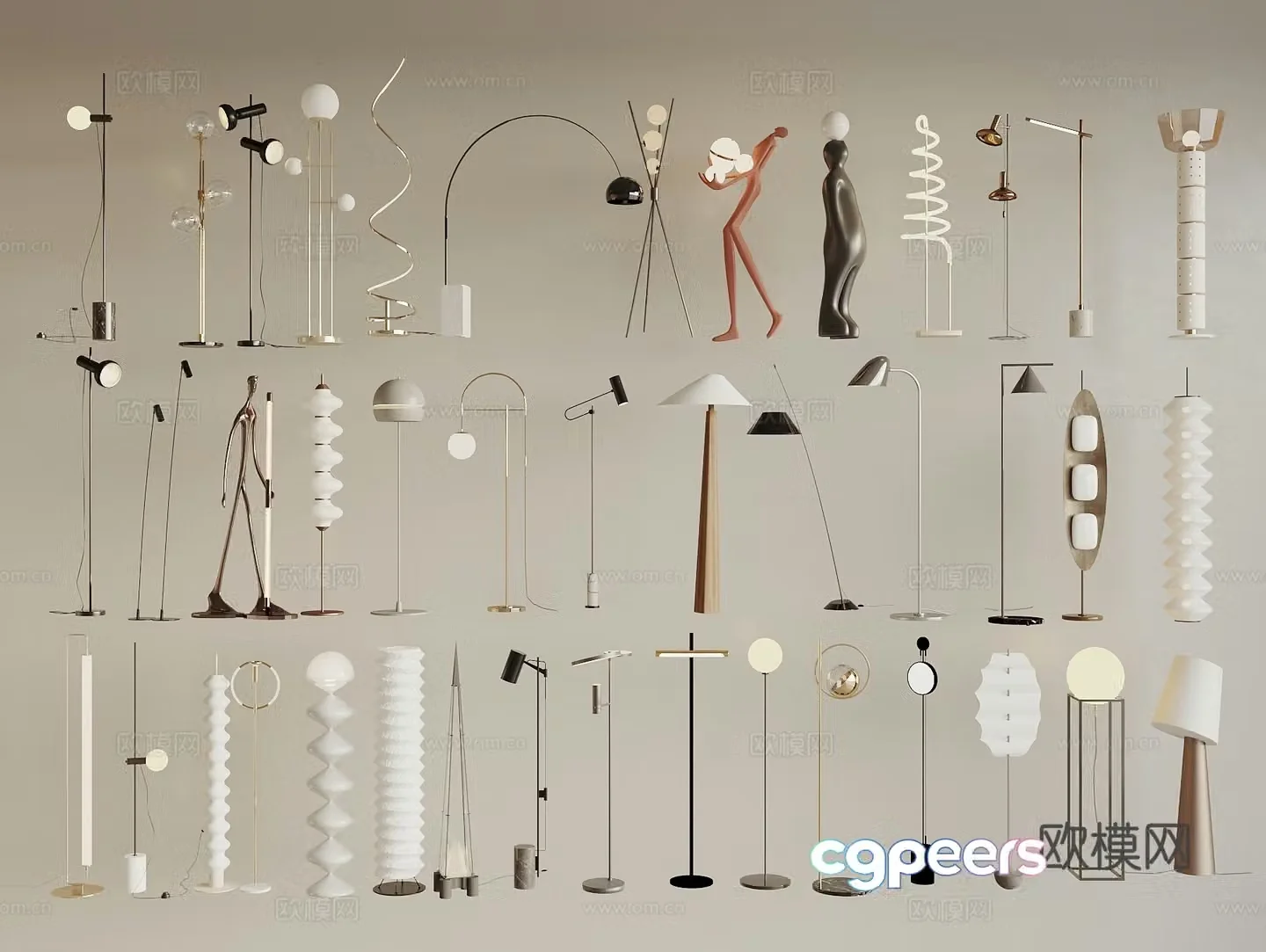 Creative floor lamp fishing lamp 3d model