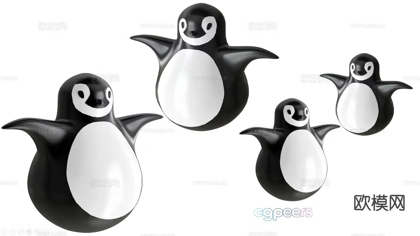 Penguin trendy toy sculpture doll cartoon ornament 3d model