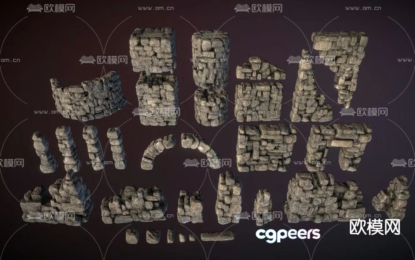 stone wall stone pillar landscape stone 3d model