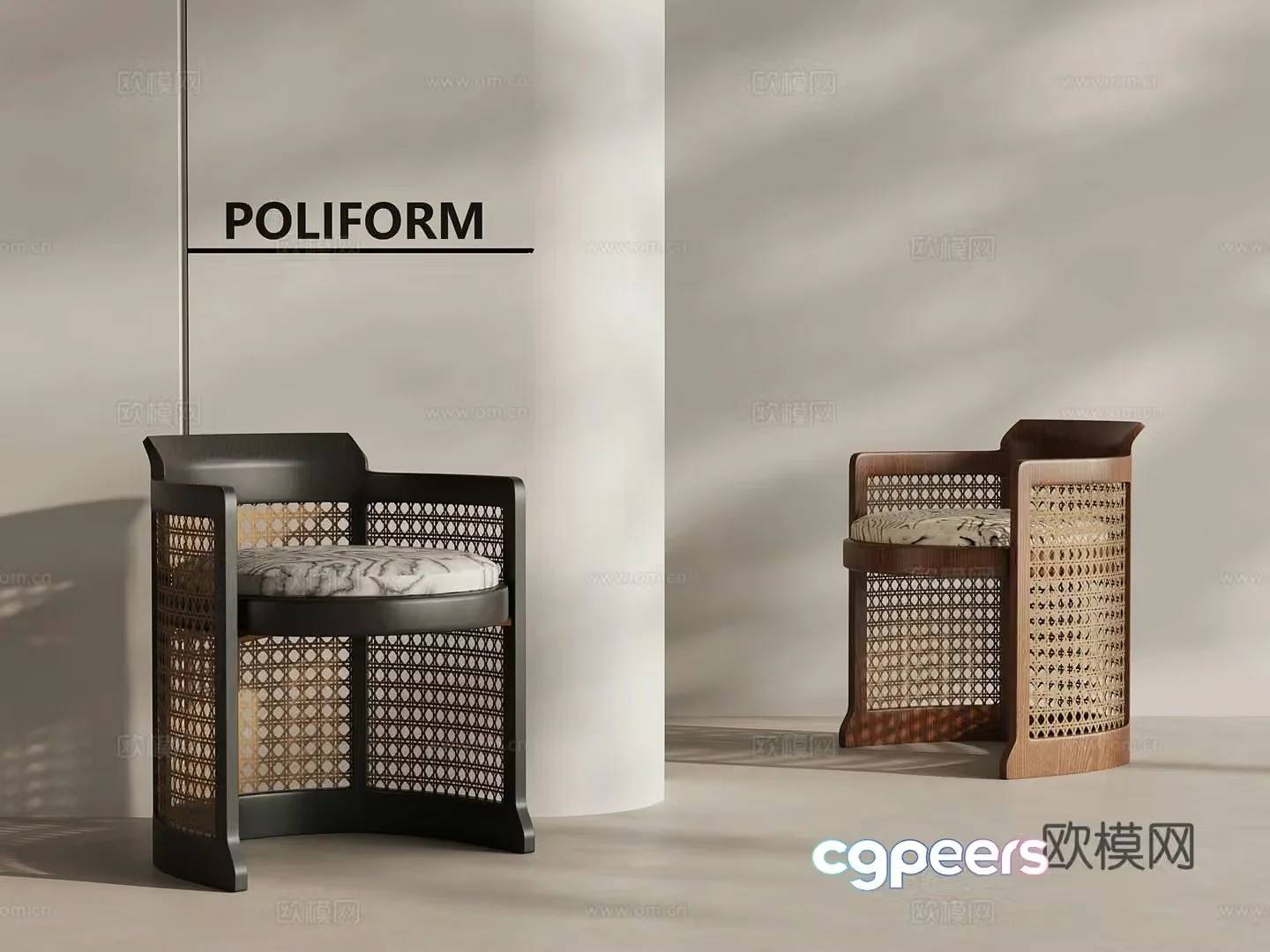French classic leisure chair single chair rattan chair 3d model