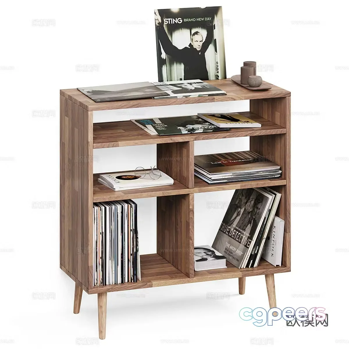 Modern Italian solid wood side cabinet 3D model