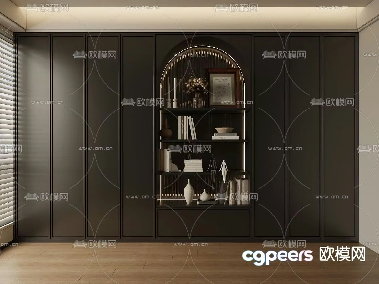 French bookcase display case 3d model