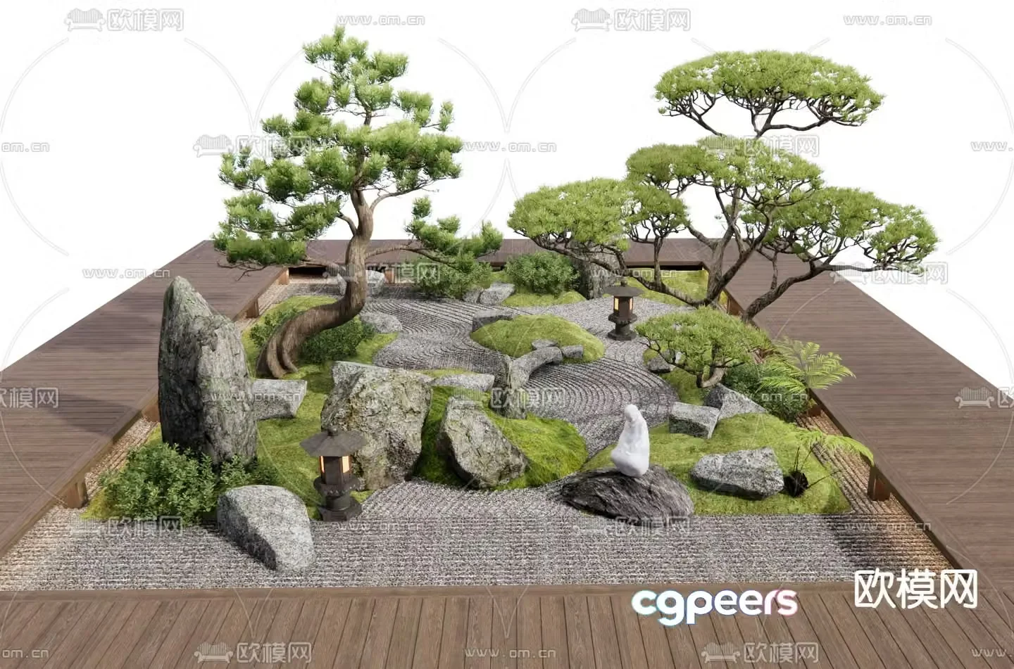 Pine tree sketch rockery 3d model