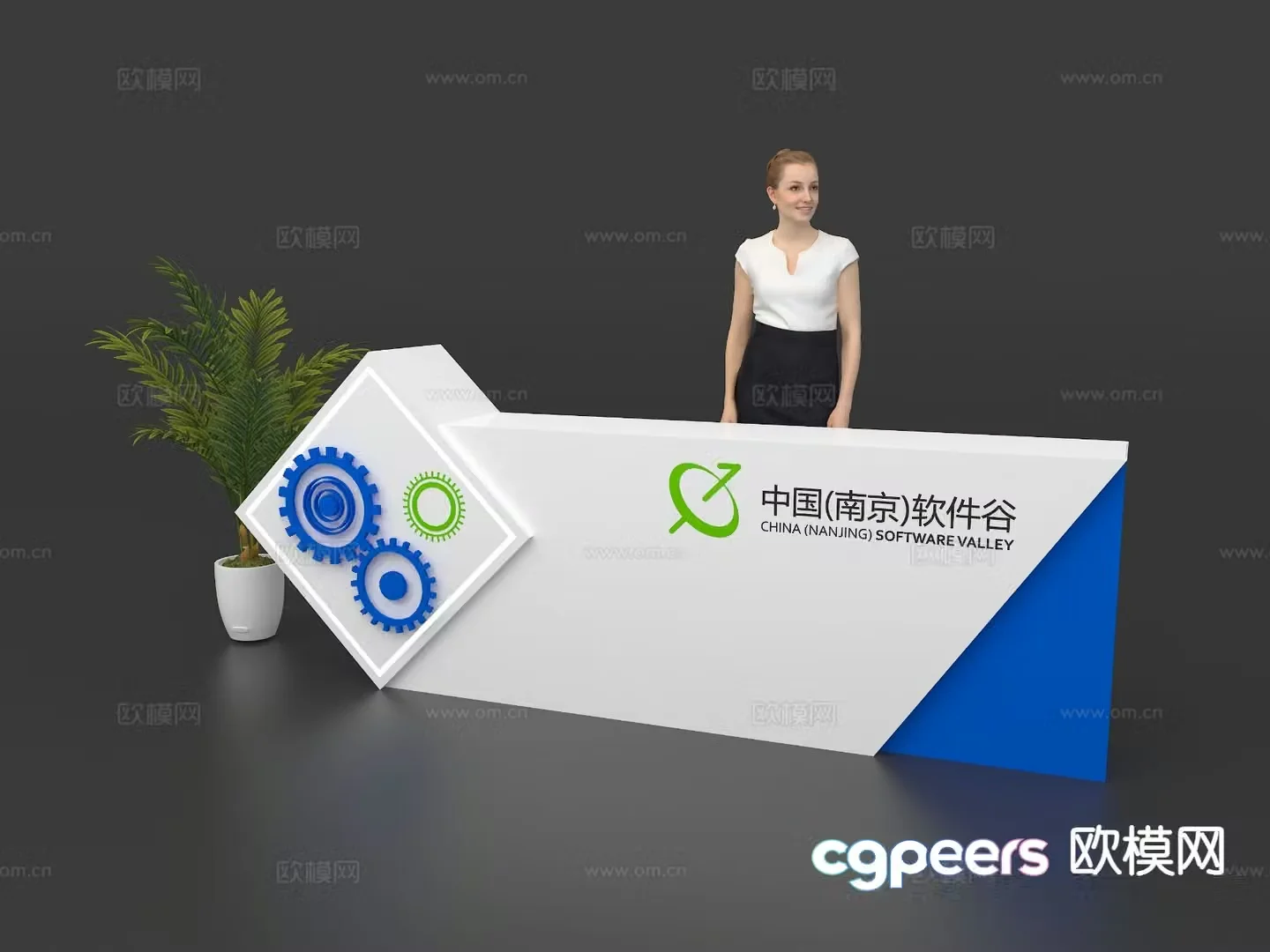 Reception desk booth table front desk bar 3d model