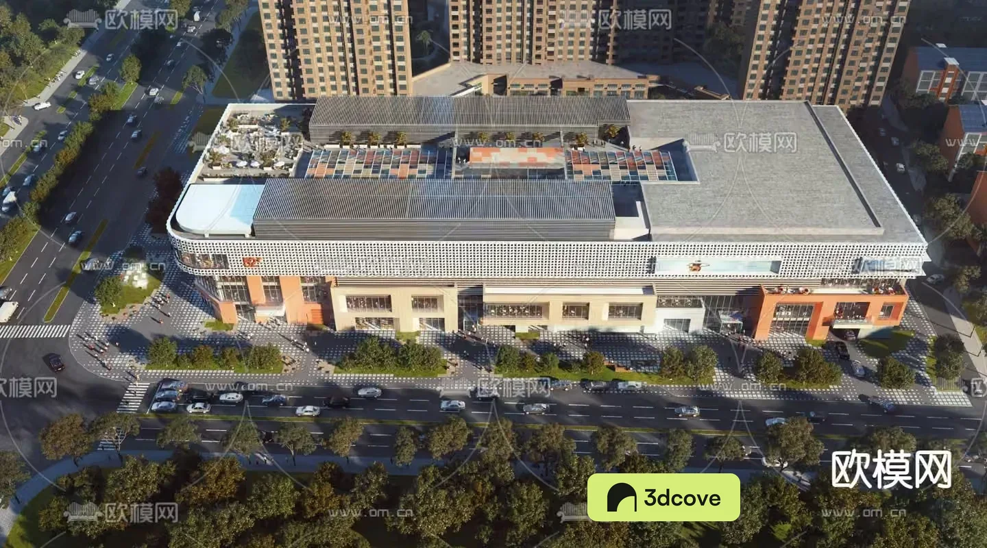 The Main Subject Is A Building With A Large Parking Lot