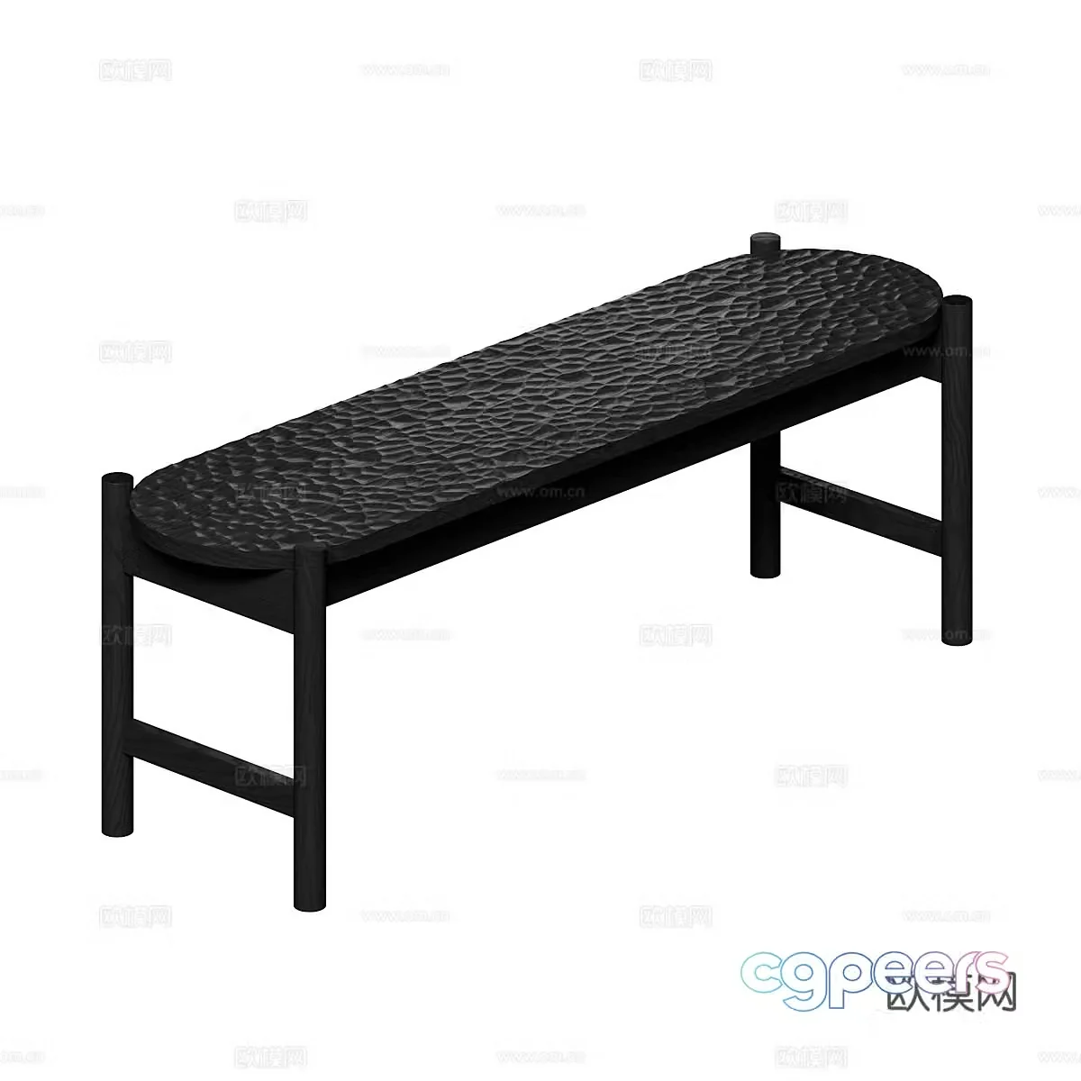 New Chinese wooden bench 3D model