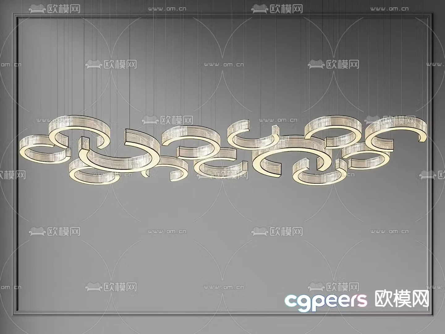 Multi-head crystal lamp large crystal lamp 3d model