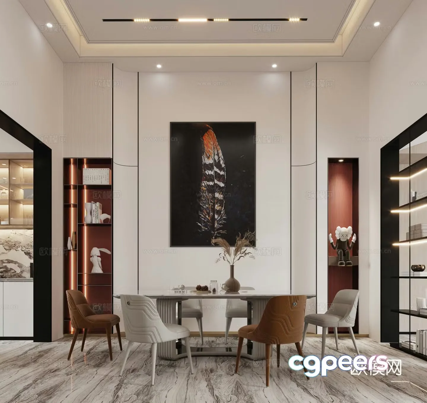 Modern light luxury restaurant 3D model