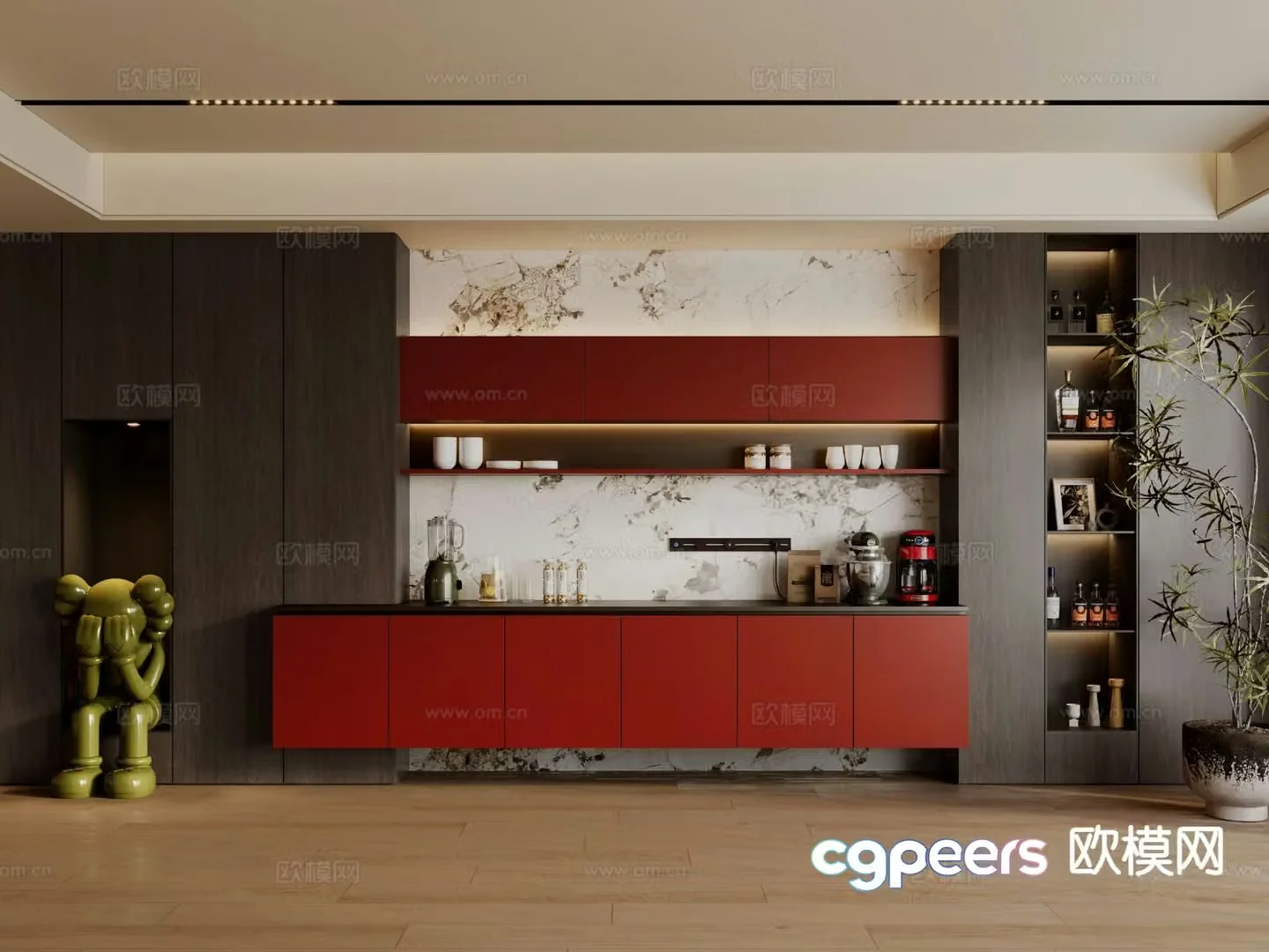 Italian wine cabinet sideboard 3D model