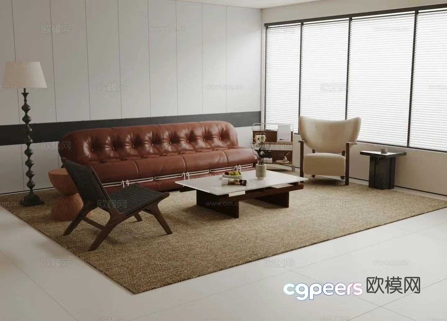Medieval style leather sofa modular sofa 3d model