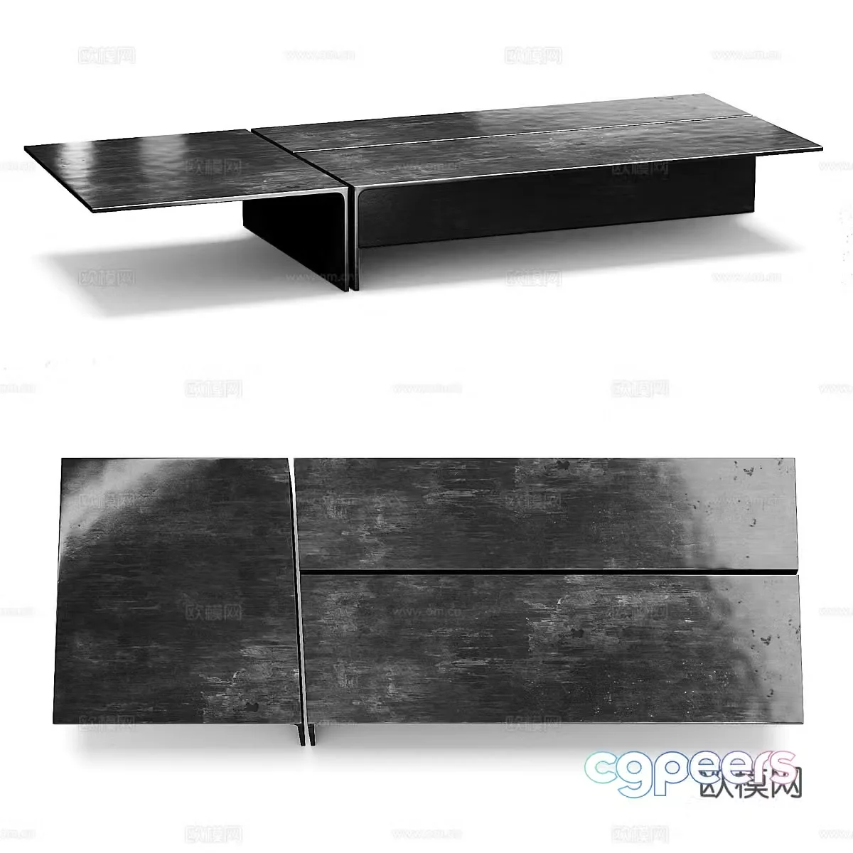 Modern Italian minimalist Henge Echo Metal Coffee Table 3D Model