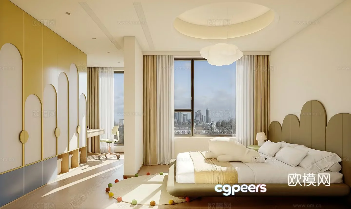 Modern universal children’s room Montessori children’s room Tatami children’s room 3D model