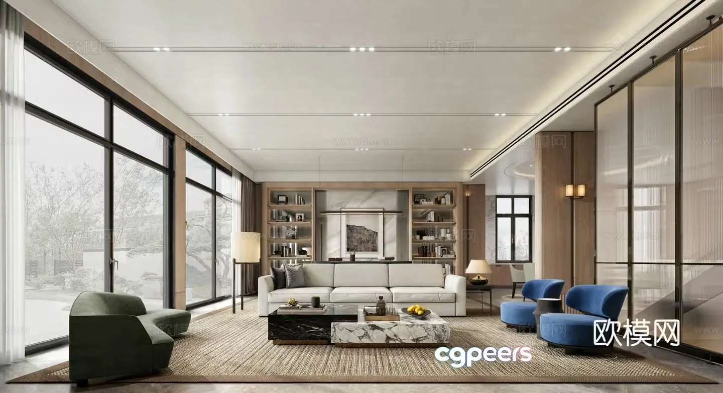 Villa living and dining hall overall model 3D model