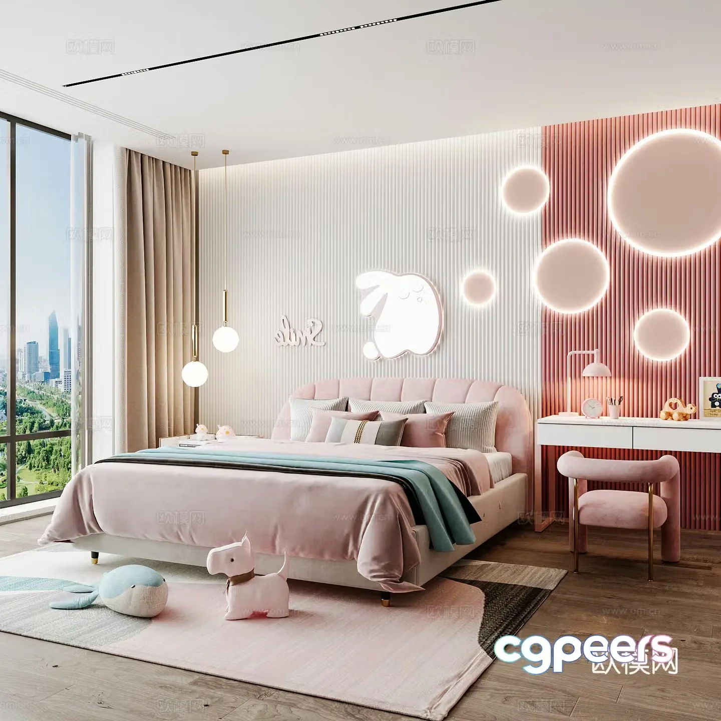 Modern children’s room girl’s room 3d model