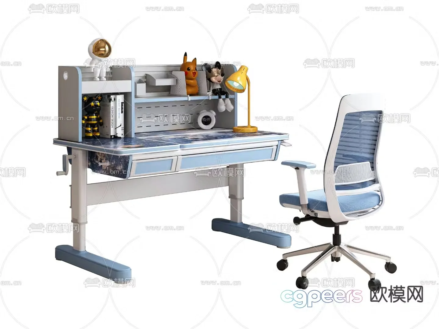 Children’s desk study table lift table 3d model