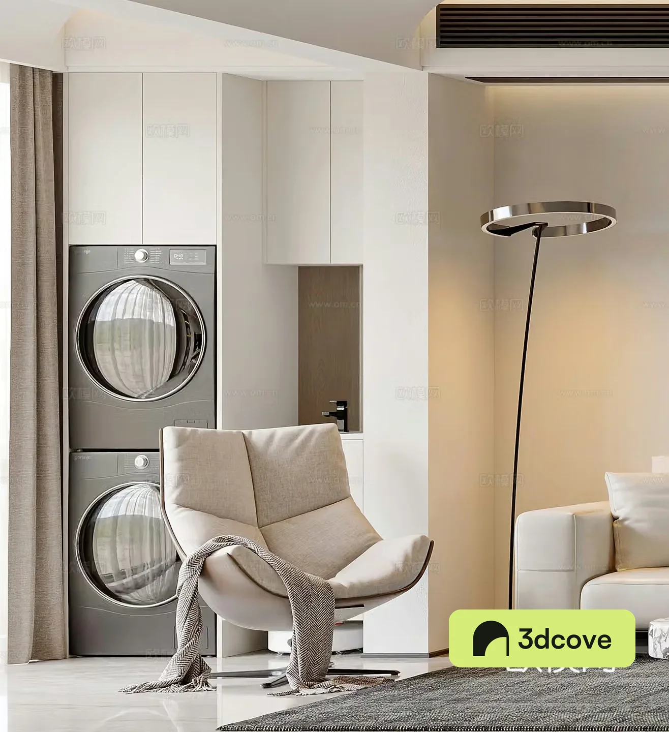 Modern leisure chair floor lamp simple washing machine side table corner table light luxury