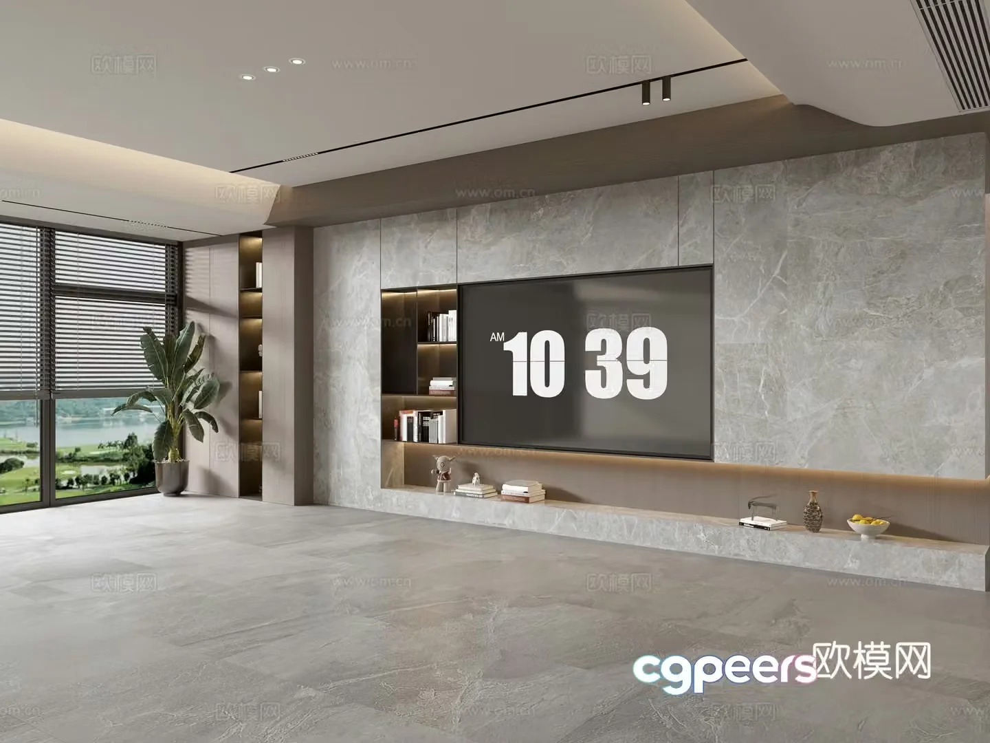 Modern Italian living room light luxury TV background wall full wall TV cabinet 3D model
