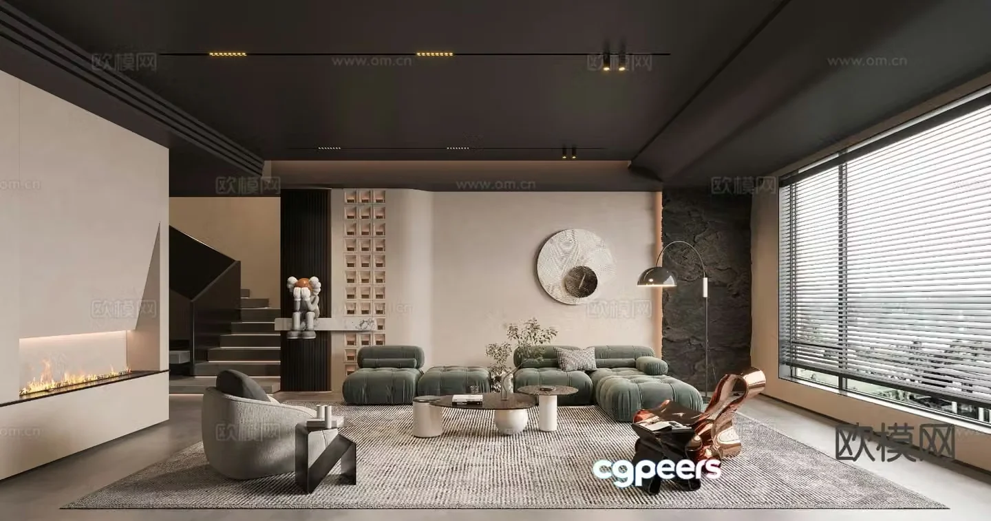 Light luxury living room duplex living room 3D model