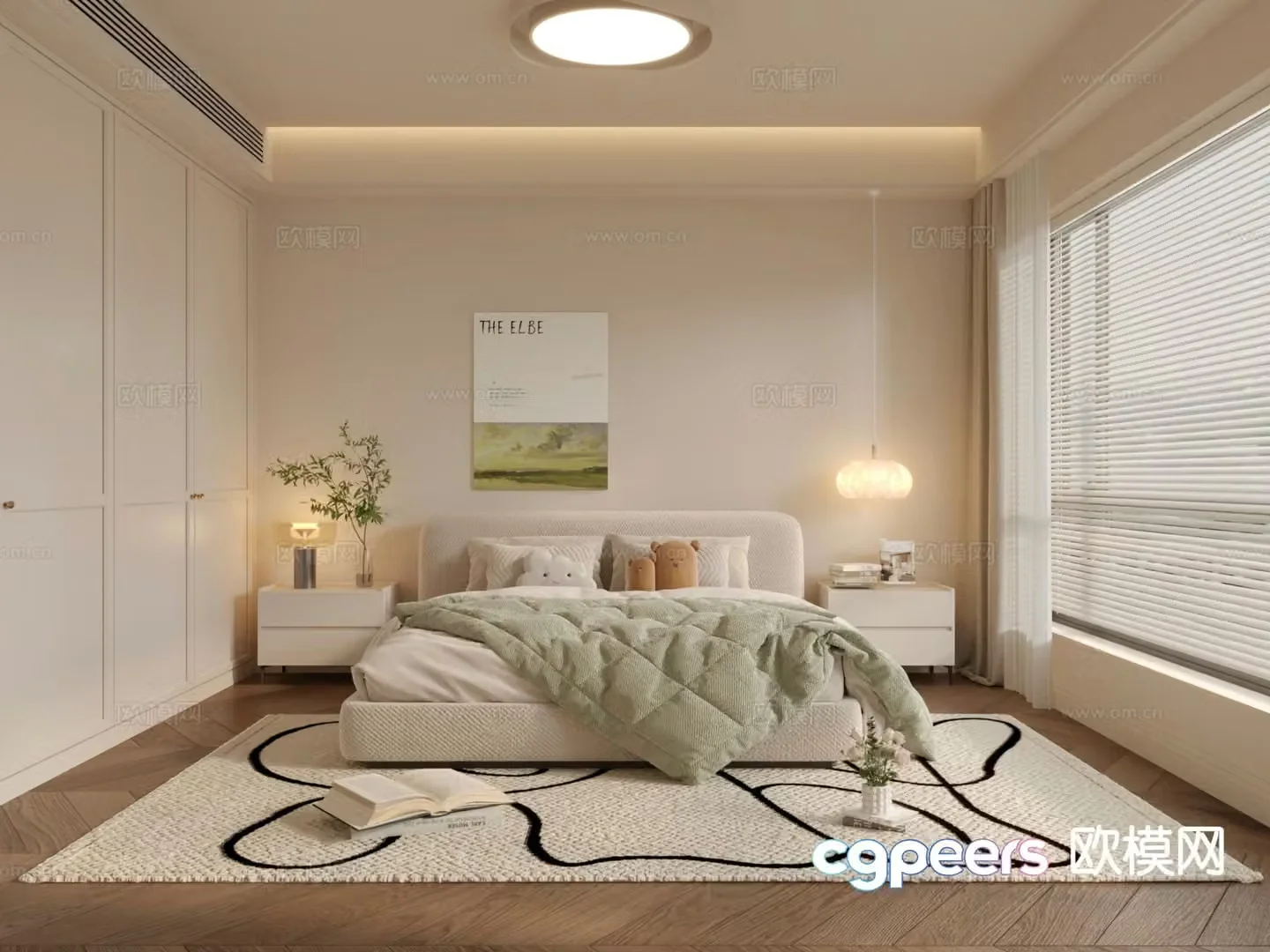 Cream style bedroom master bedroom 3d model