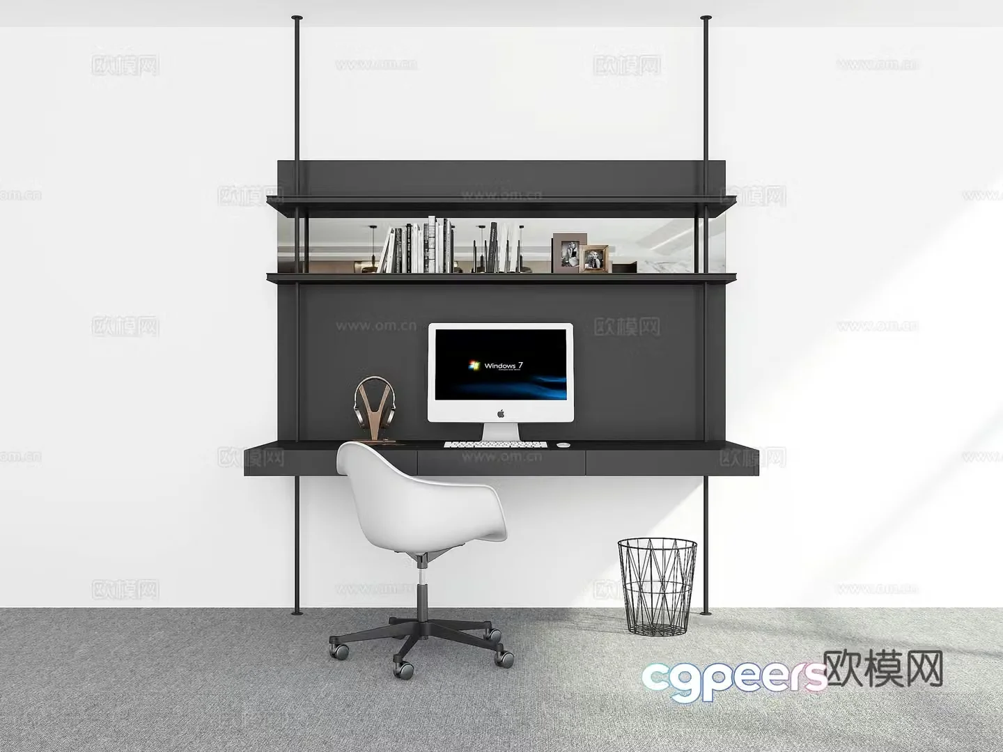 modern desk desk 3d model