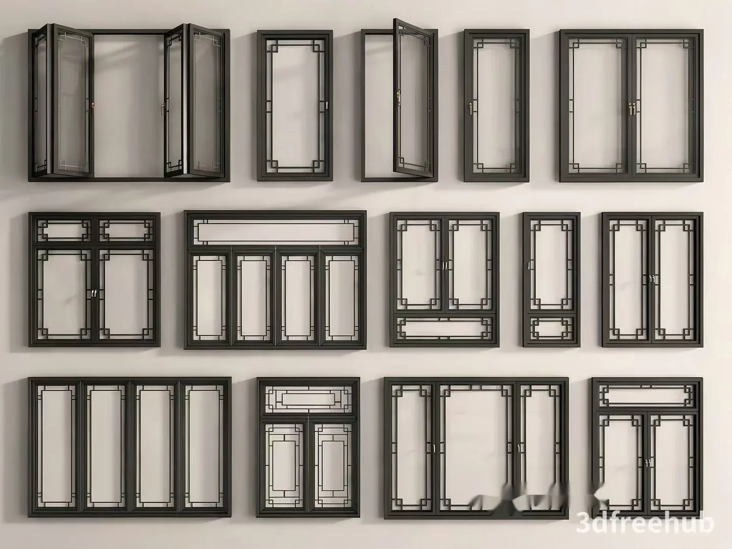 A Collection Of Window Frames 3D Model – 19154 – VRAY Render