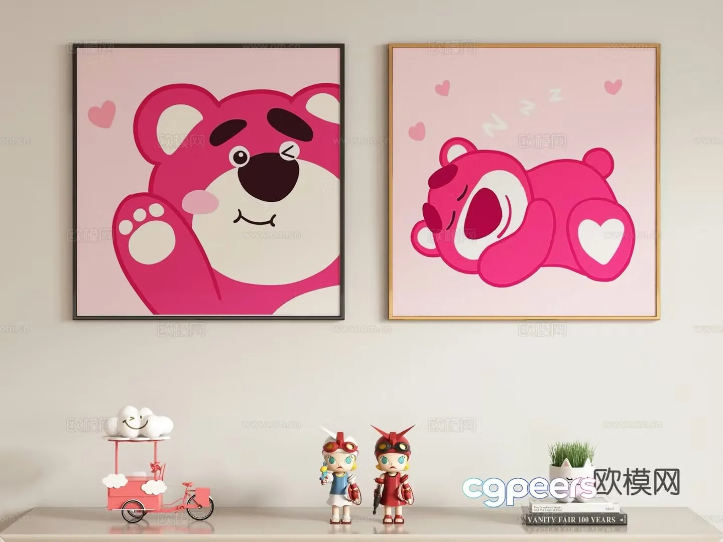 Creamy style children’s decorative painting hanging painting 3d model