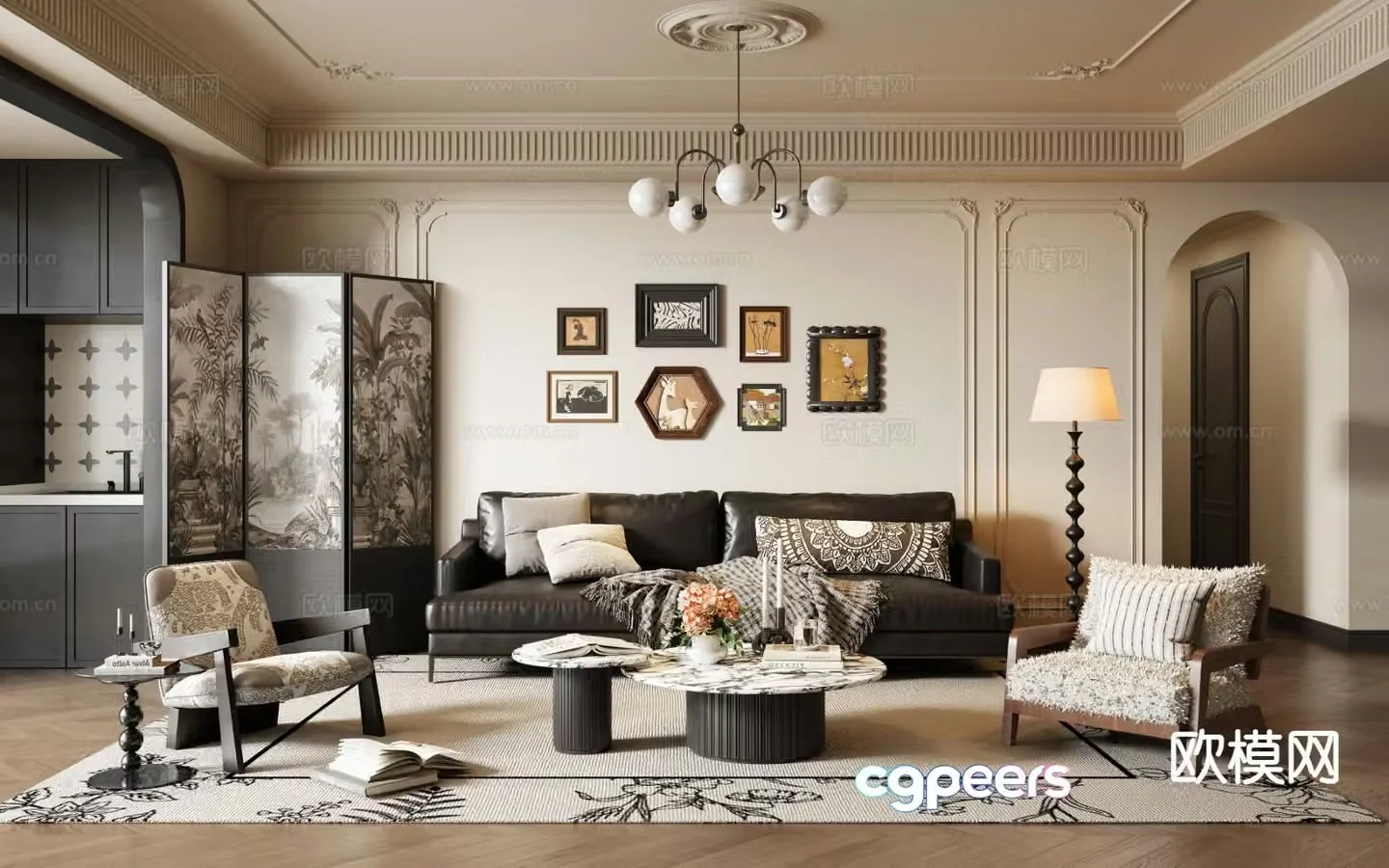 French medieval style living room 3D model