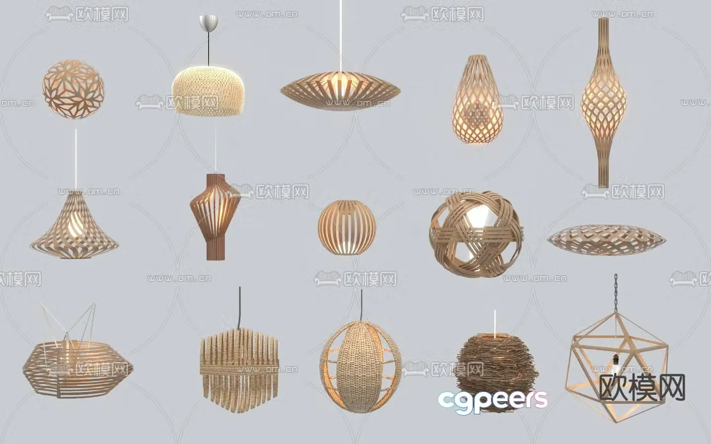 New Chinese style chandelier bamboo chandelier d model