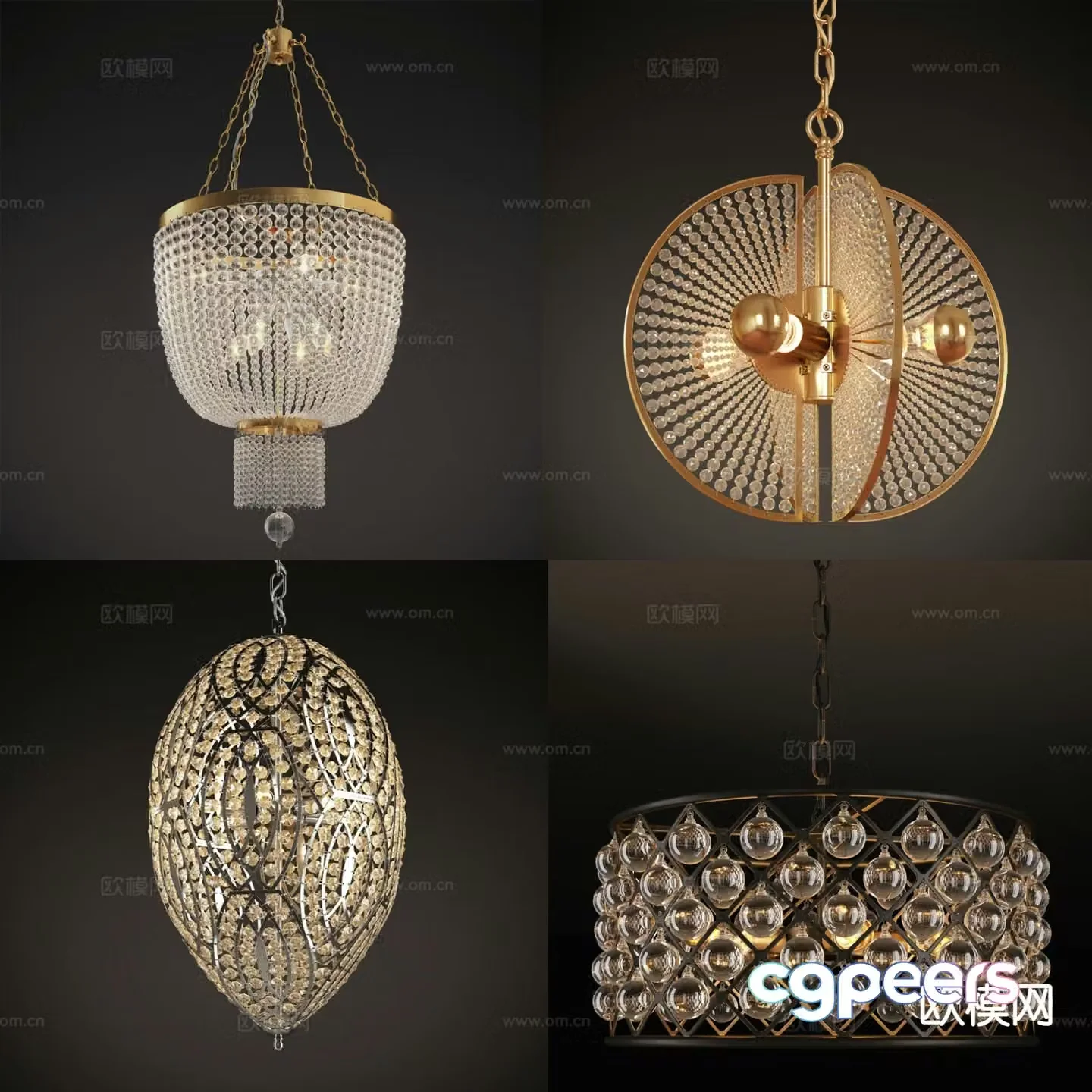Crystal chandelier light luxury chandelier 3d model