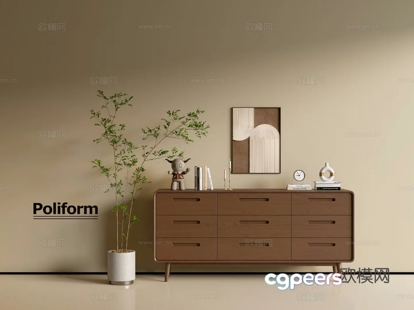 Modern wood grain cabinet ins wind minimalist wind cabinet whole cabinet sideboard balcony cabinet storage 3D model