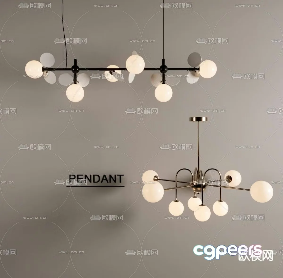 Straight chandelier spherical chandelier 3d model
