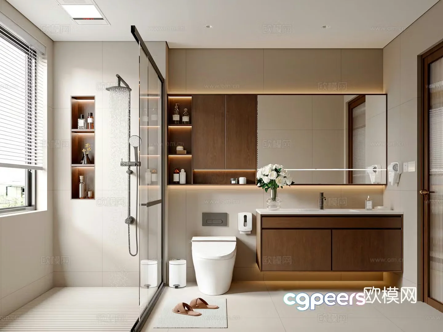 Modern medieval style bathroom bathroom cabinet bathroom supplies toilet shower 3d model
