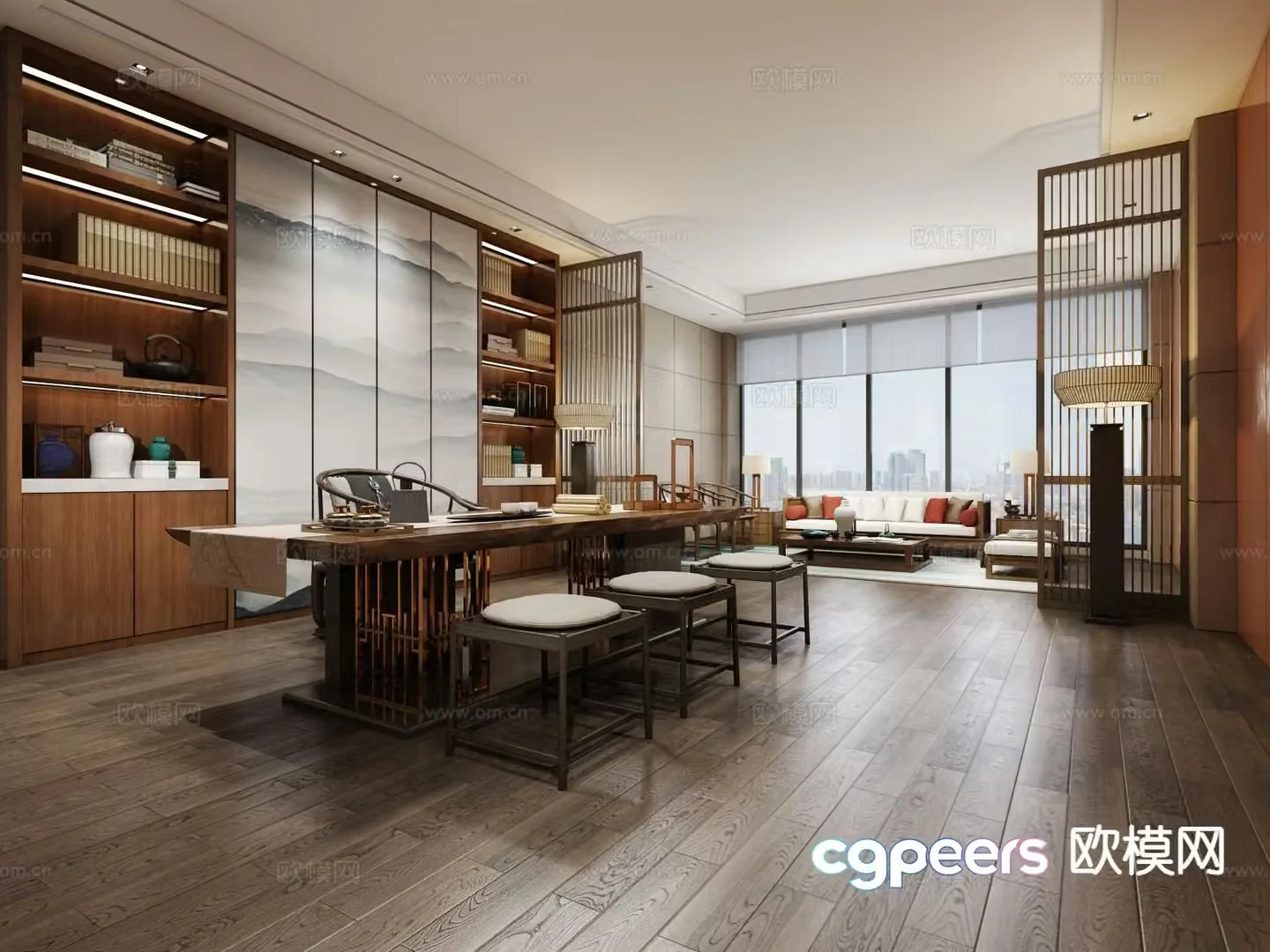 New Chinese style study 3D model