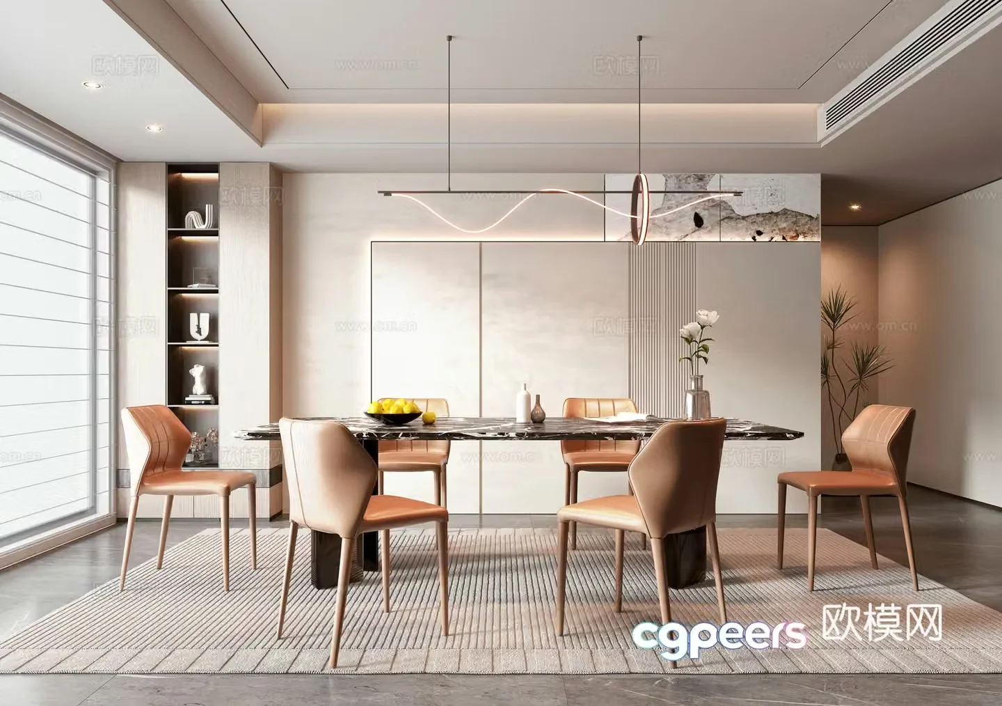 Modern light luxury restaurant 3D model