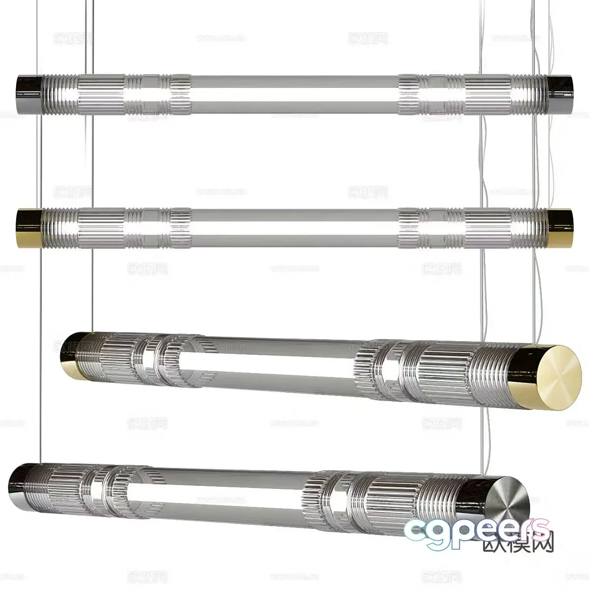 Modern long chandelier 3d model