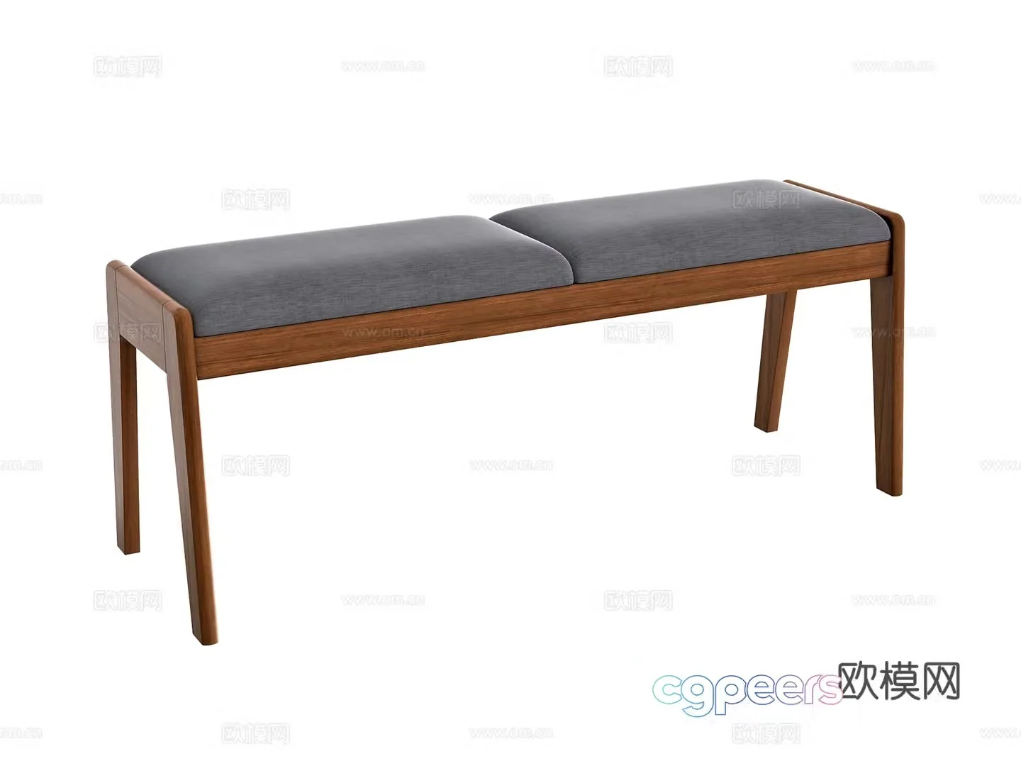 American style bed stool 3D model