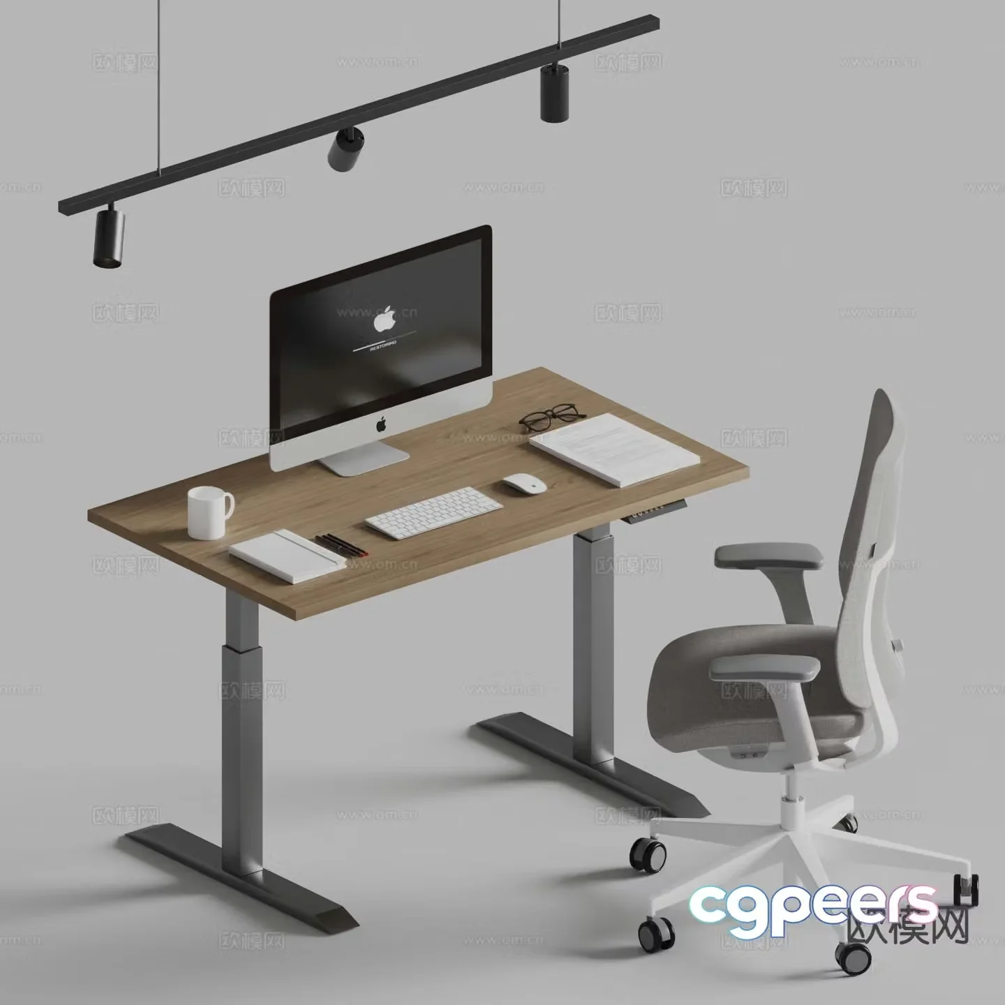 corbridge modern desk and chair computer desk and chair 3d model